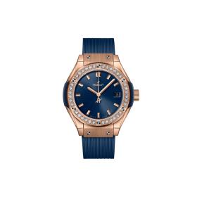 Damenuhr, Hublot Classic Fusion King Gold Blue Diamonds 591.OX.7180.RX.1204