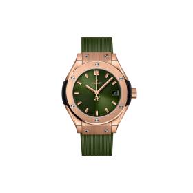 Damenuhr, Hublot Classic Fusion King Gold Green 591.OX.8980.RX