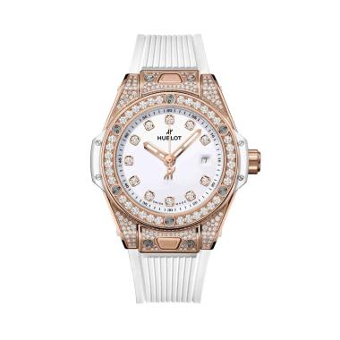 Damenuhr, Automatik, Hublot Big Bang One Click King Gold White Pavé