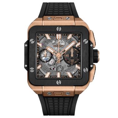 Herrenuhr, Automatik, Hublot Square Bang Unico King Gold Ceramic