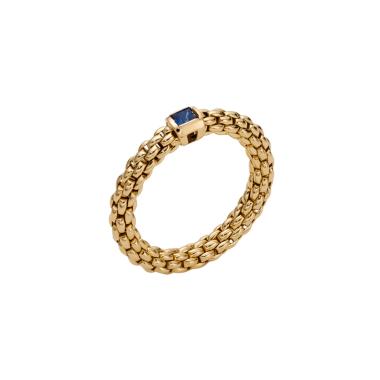 Ringe, Gelbgold, FOPE Flex'it Souls Ring mit blauem Saphir