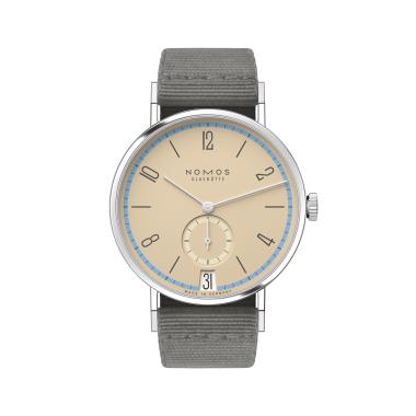 Unisex, Handaufzug, NOMOS Glashütte Tangente 38 Datum Ariel 